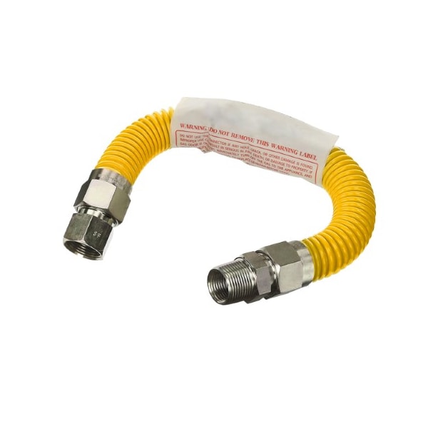 Flextron Gas Line Hose 1/2'' O.D.x18'' Len 1/2" FIPx3/8" MIP Fittings Yellow Coated Stainless Steel Flexible FTGC-YC38-18F - main